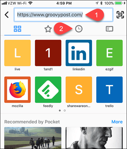 Dodirnite ikonu sata u Firefoxu