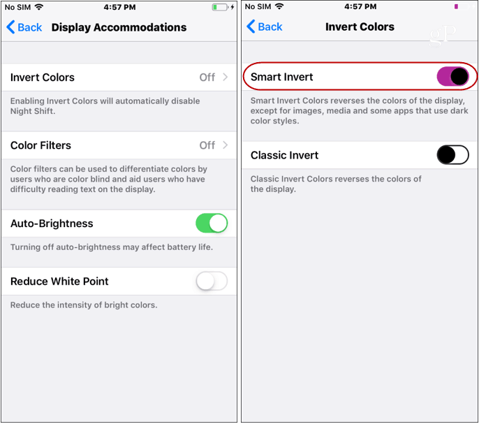 Postavke tamnog načina iOS-a invertiraju boje