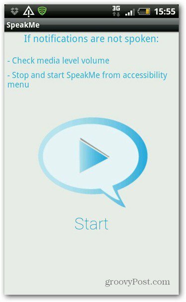 SpeakMe za Android Start