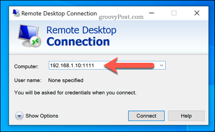 Uspostavljanje veze s Windows udaljenom radnom površinom pomoću prilagođenog RDP porta