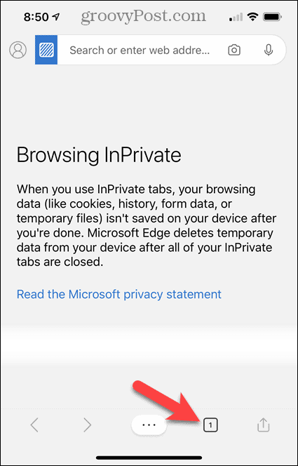 Pregledavanje InPrivate u programu Edge za iOS