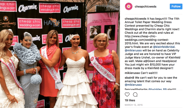 Charmin je jedan od sponzora godišnjeg društvenog natjecanja na kojem kupci izrađuju vjenčanice od toaletnog papira. Na natjecanju 2015. Kleinfeld Bridal također je ušao u nagradu s nagradom po mjeri za pobjednika.