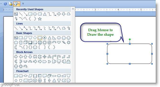 Microsoft Word 2007 Nacrtajte oblik povlačenjem miša