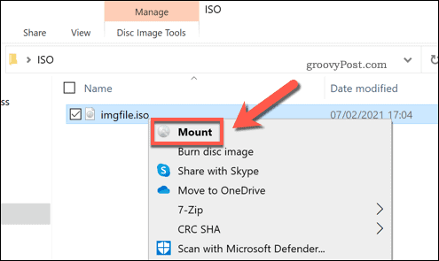 Montiranje ISO datoteke u Windows File Explorer