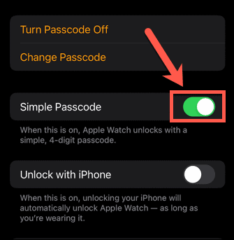 jednostavna lozinka za Apple Watch