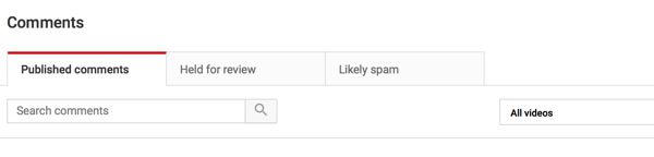Također potražite komentare na YouTubeu na karticama Zadržano za pregled i Vjerojatno neželjena pošta.