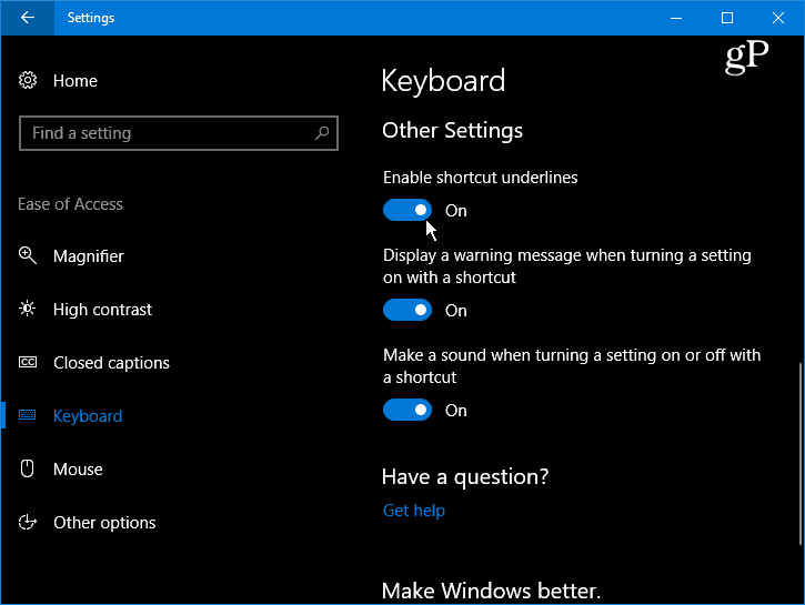 Učinite Windows 10 tipkama za podcrtavanje i označavanje izbornika podcrtanim i istaknutim