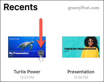 Pritisnite gumb više na prezentaciji