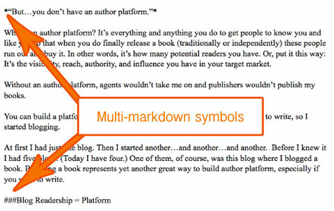 multimarkdown simboli u tekstu