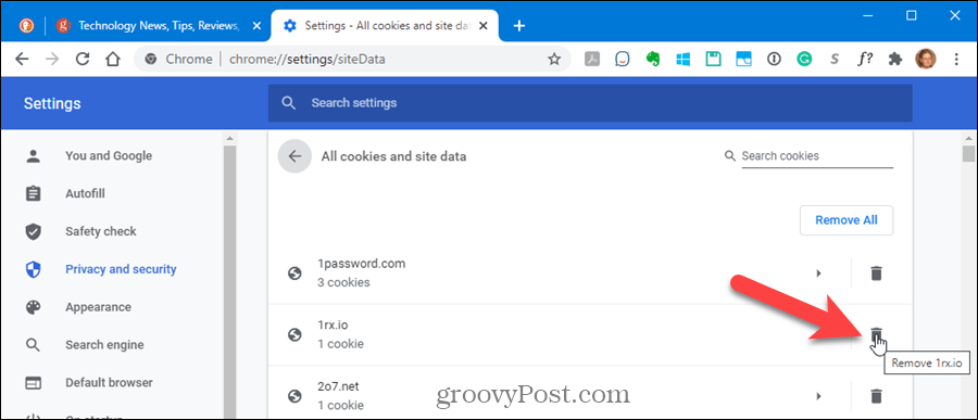 Izbrišite kolačiće za jednu web lokaciju u Chromeu