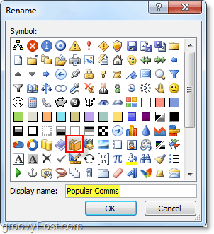 promjena imena vrpce i vrpce ikona u uredu 2010