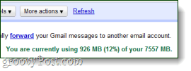 trenutno koristite x količinu prostora u Gmailu