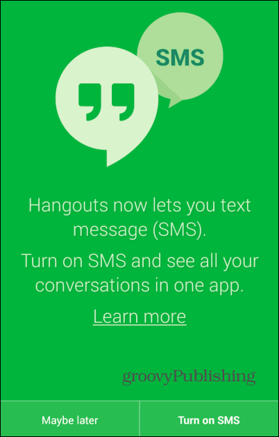 SMS Hangoutsa uključuje se