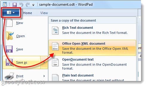 spremite ott datoteku kao otvoren XML dokument