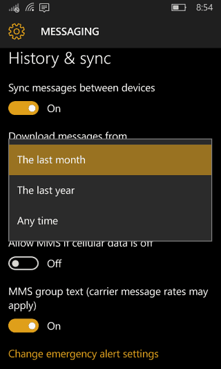2 sigurnosna kopija poruka Windows 10 mobile