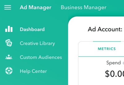 Ad Manager ima četiri glavna odjeljka kojima možete pristupiti u gornjem lijevom dijelu stranice.