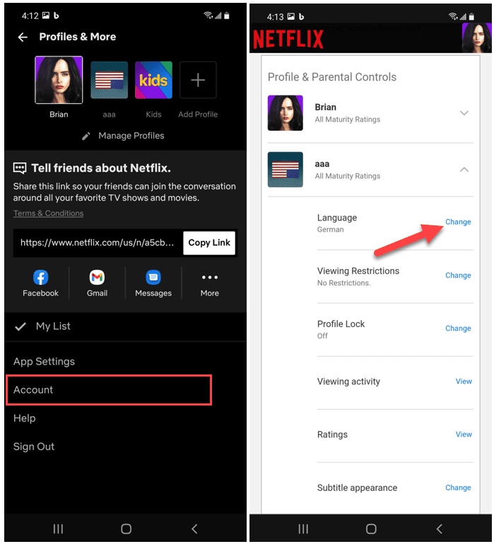 Netflix račun za Android aplikaciju