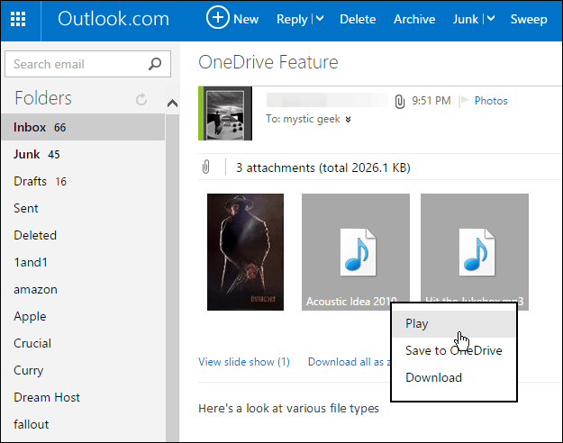 Spremite privitke Outlook.com za OneDrive jednim klikom