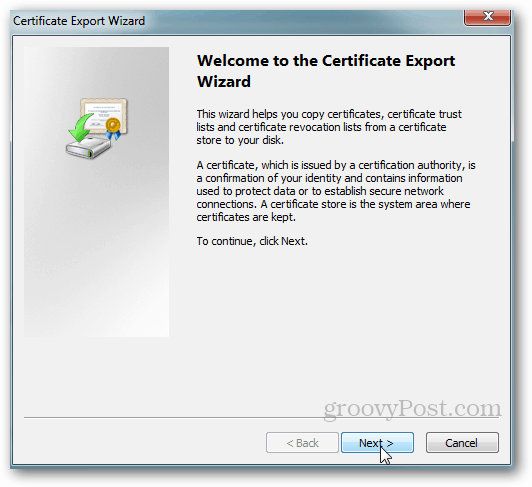 Windows izvoz certifikata