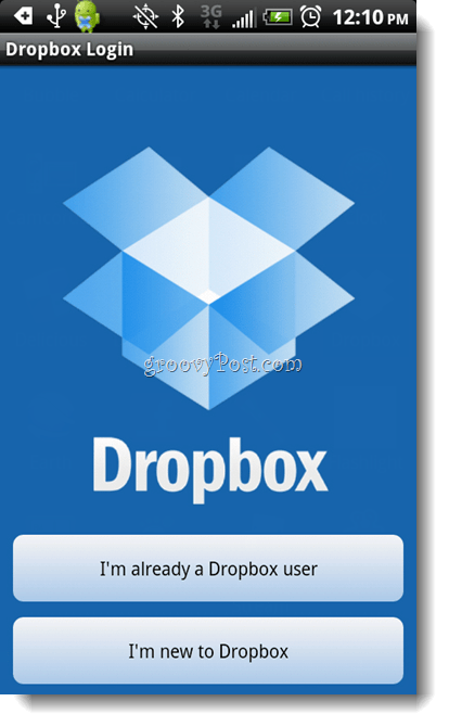 Android Dropbox Instalirajte prijavu za Dropbox