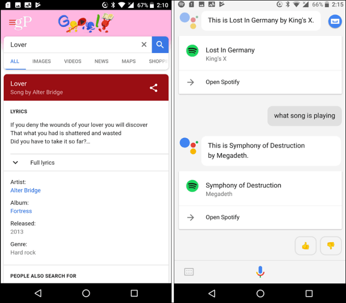 Glazbena identifikacija Google Assistant