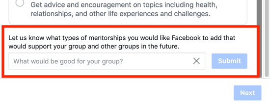 Kako poboljšati zajednicu Facebook grupa, mogućnost predlaganja opcije kategorije mentorstva za grupu Facebooku