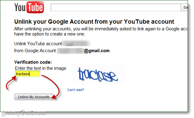 potvrdite da želite prekinuti vezu s vašim google i youtube računima