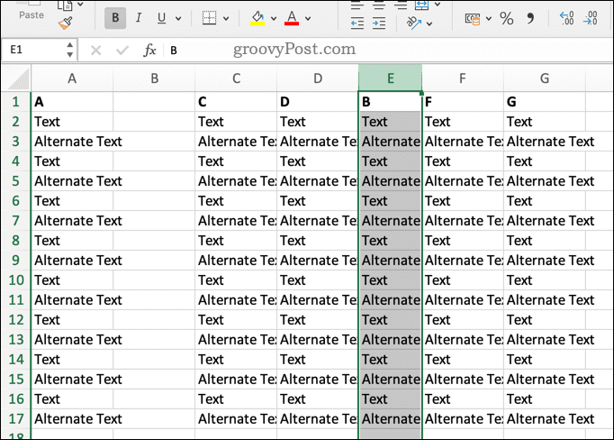 Prepisivanje Excel stupca