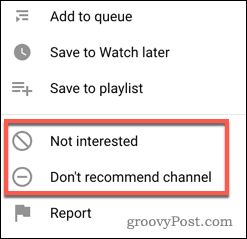 Zaustavljanje YouTube videozapisa ili preporuka kanala