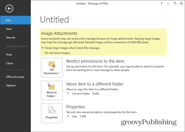 Outlook 2013 promijeni veličinu slike za poruku