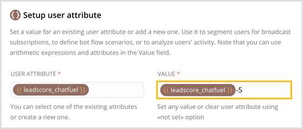 Stvorite novi korisnički atribut i postavite vrijednost za njega u Chatfuelu.
