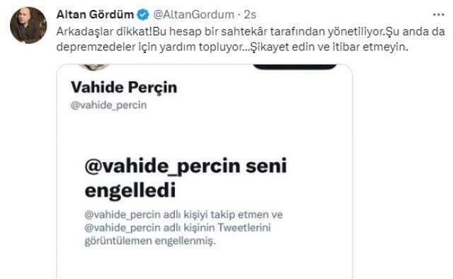 Lažni račun otvoren u ime Vahide Perçin