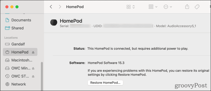 Vratite HomePod iz macOS-a