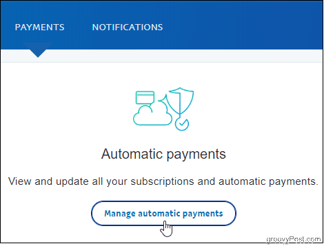PayPal Kliknite Upravljanje automatskim plaćanjima