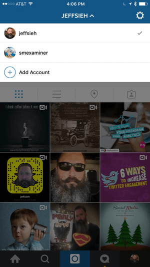 prebacivanje računa instagrama