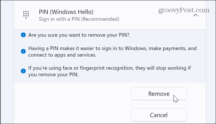 PIN za prijavu u Windows 11