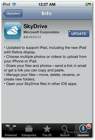 Ažuriranje za iOS SkyDrive