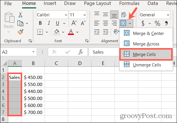 Spojite ćelije u Excelu za rotiranje teksta