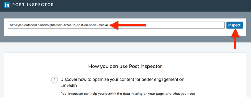 korak po korak vodič za brisanje predmemorije pomoću LinkedIn Post Inspector