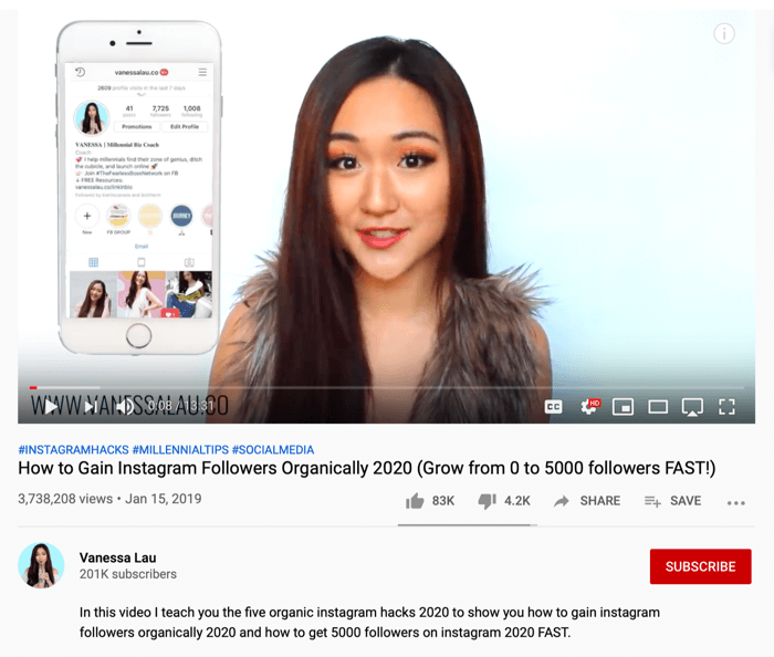 Vanessa Lau, YouTube video o organskim hakanju na Instagramu