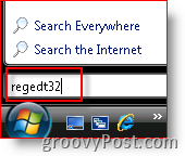 Windows Vista Launch regedt32 iz trake pretraživanja
