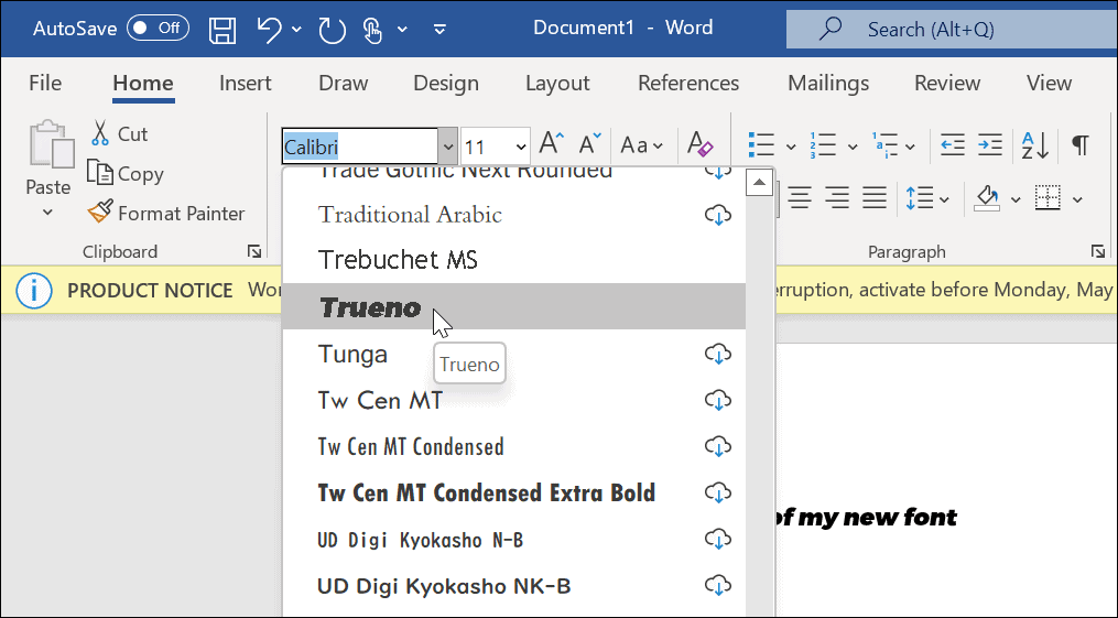 Novi font u Microsoft Wordu