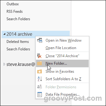 Outlook 2016 - Stvorite novu mapu u PST datoteci