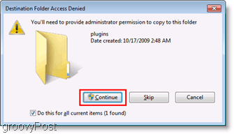 Snimka zaslona: Pristup izborniku kopiranja datoteke s odbijenom datotekom