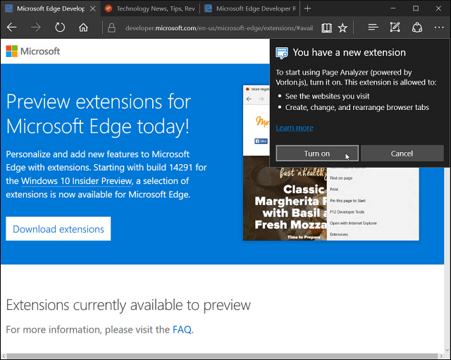Instalirano je Microsoft Edge Extension