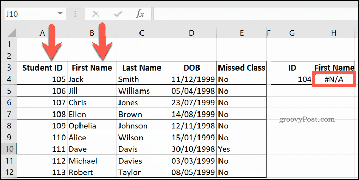 VLOOKUP vraćanje NA pogreške u Excelu