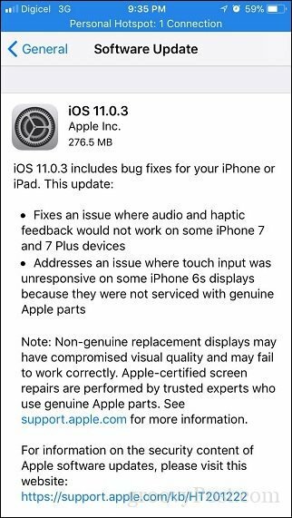 Apple iOS 11.0.3 - Apple objavljuje još jedno malo ažuriranje za iPhone i iPad