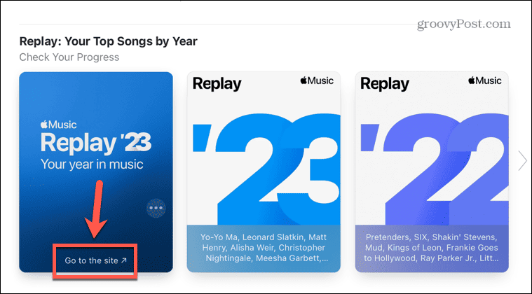 Apple Music Replay idite na stranicu