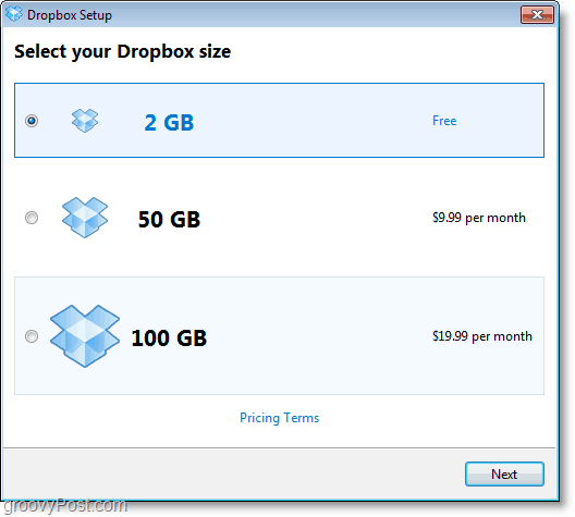 Snimka zaslona Dropboxa - nabavite besplatni račun od 2 GB