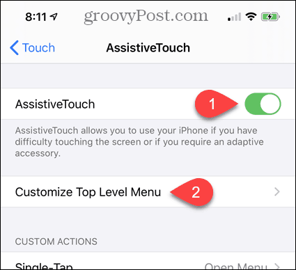 Uključite AssistiveTouch u postavkama iPhonea